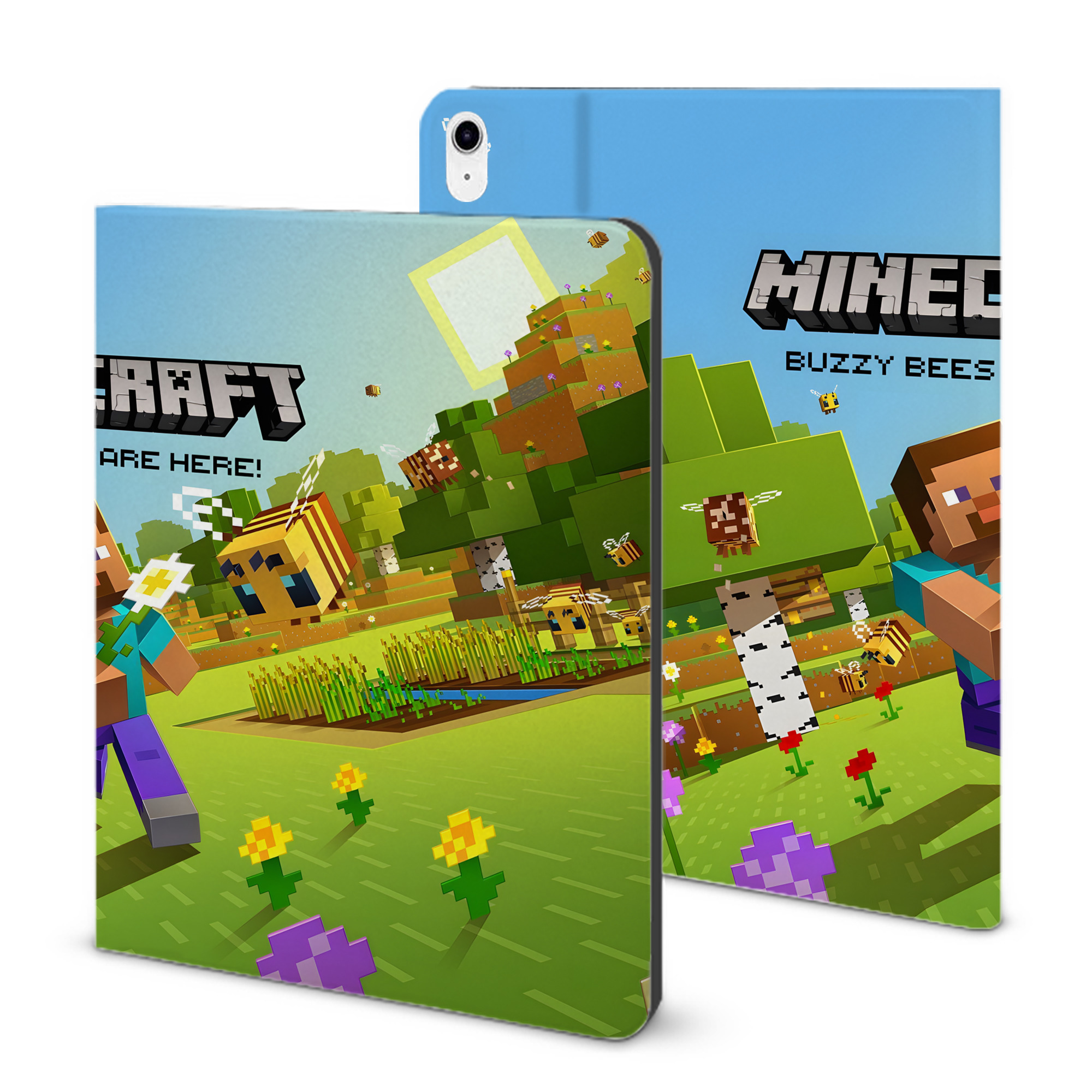 （画像用） マインクラフト ブロックの世界 Minecraft MC Block world IPad ケース ブック型 PUレザー TPU 耐衝撃 軽量 薄型 ペン収納なし 全面保護 IPad 各モデル対応